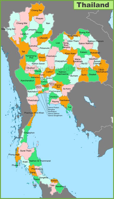 map of thailand provinces.
